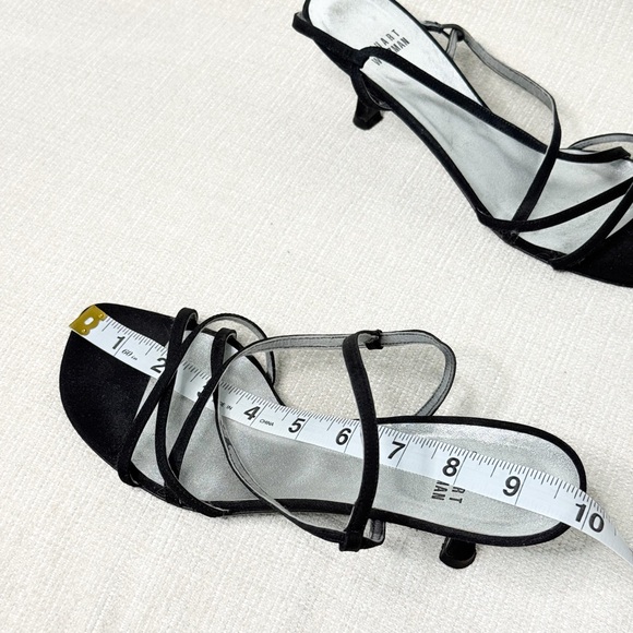 Stuart Weitzman Vintage Black Strappy Kitten Heels - Picture 7 of 8